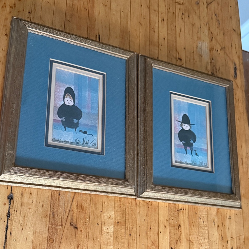 Framed Art Prints with Blue and Gold Accents boy/girl p. Buckley moss